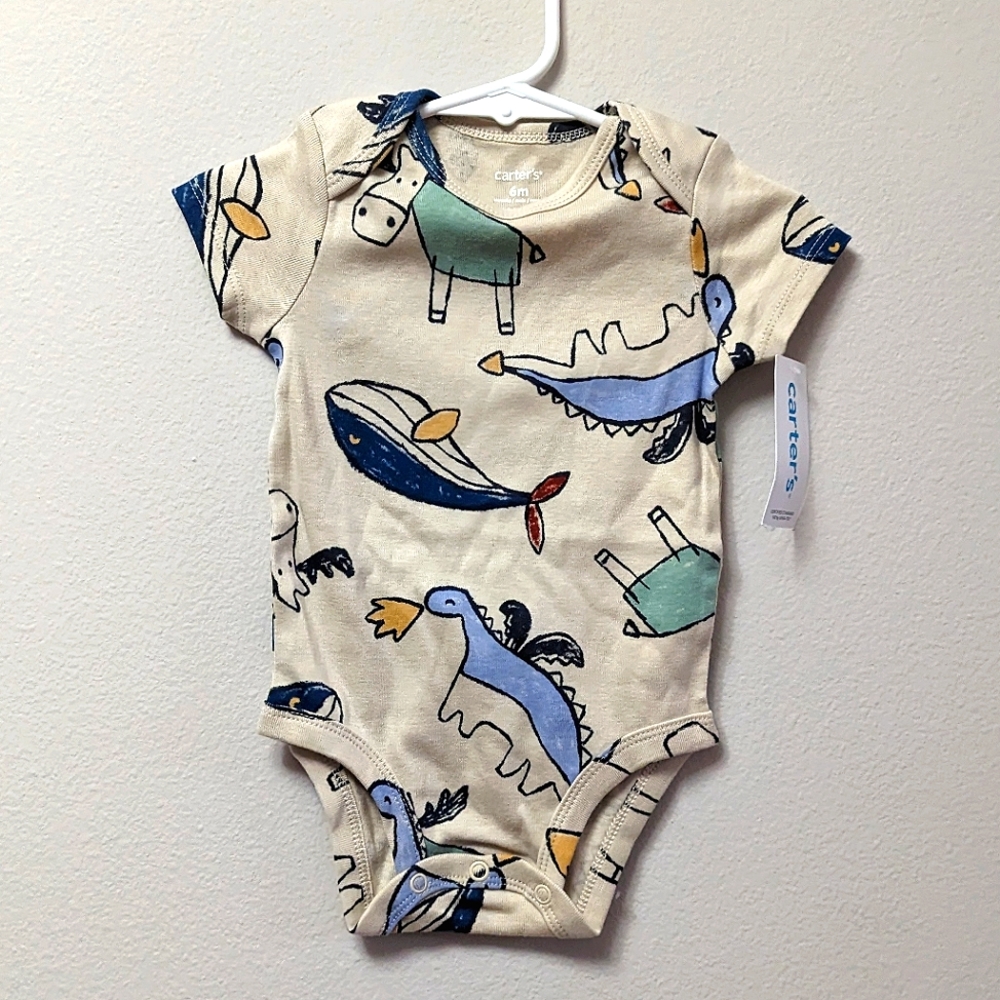 Carter's baby onesie animal drawings short sleeve nwt BOGO get 2 free baby